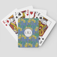 Monogrammed Fields of Daffodils Playing Cards