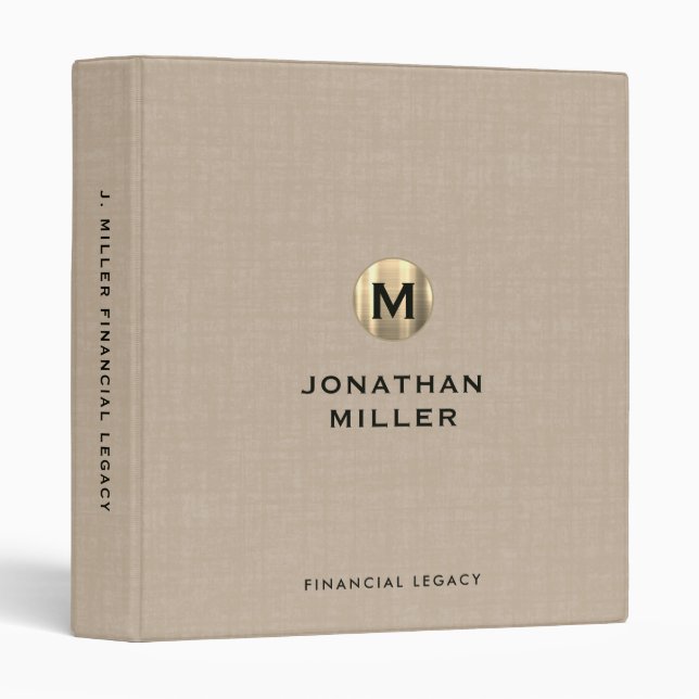 Monogrammed Financial Legacy Binder (Front/Spine)