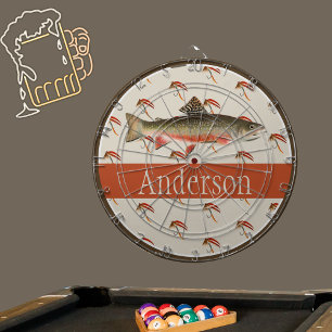 Monogrammed Fishermen Fly Fishing Brook Trout Dartboard