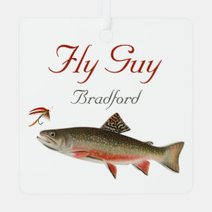 Monogrammed Fishermen  Fly Fishing lure  Metal Orn Ornament