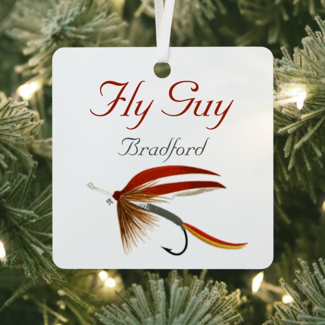 Monogrammed Fishermen  Fly Fishing lure Metal Ornament (Insitu)