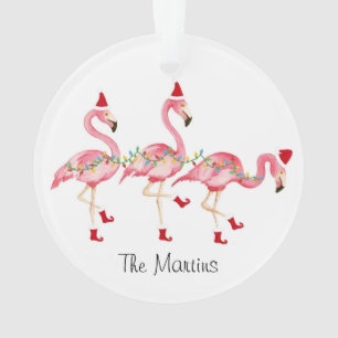 Monogrammed Flamingo Christmas ornament