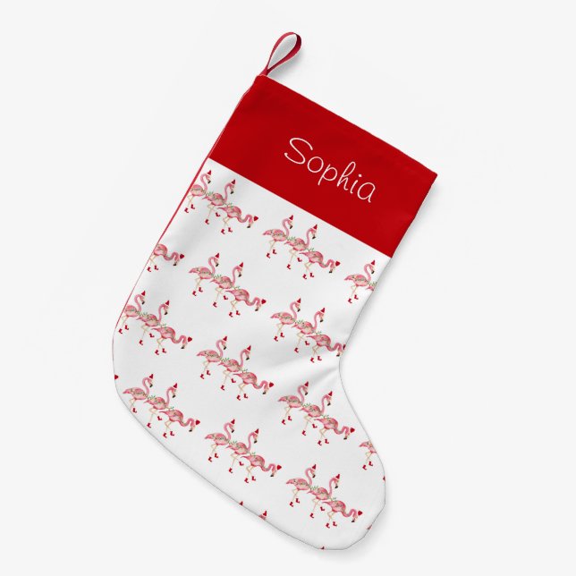 Monogrammed Flamingos Christmas Stocking (Front (Hanging))