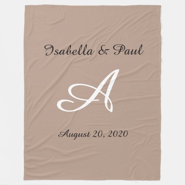 Monogrammed fleece blanket, wedding gift blanket (Front)