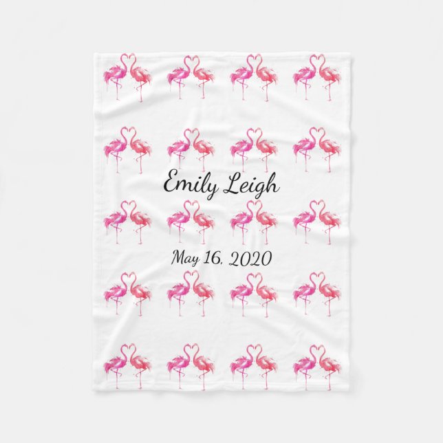 monogrammed fleece flamingo baby blanket (Front)
