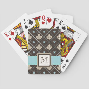 Monogrammed Fleur de Lis Blue Bicycle® Playing Ca Cards