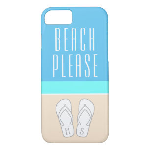 Monogrammed Flip Flops on Sand Modern Beach Please Case-Mate iPhone Case