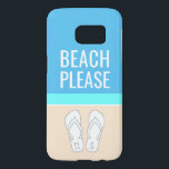 Monogrammed Flip Flops on Sand Modern Beach Please Samsung Galaxy S7 Case<br><div class="desc">Beach Please. Protect your cell phone in style with this modern minimalist beach theme Galaxy S7 Case. Cover design features personalized monogrammed flip-flops with your initials and a simple sand, sea, and sky coastal inspired colour block design. All text can be changed or deleted. The trendy tropical design with cute...</div>