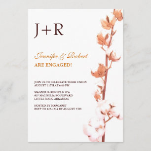 Monogrammed Floral Cotton Engagement Invitation