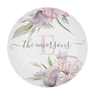 Monogrammed Floral Cutting Board