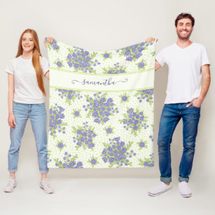 Monogrammed Floral Fleece Blanket