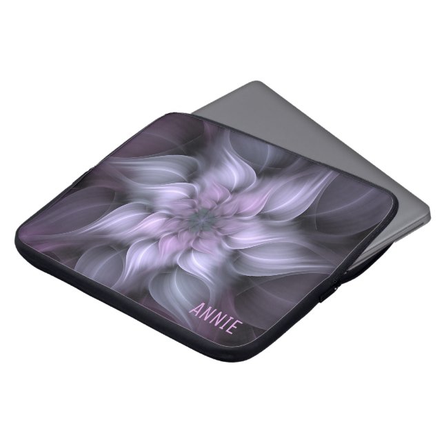 Monogrammed Floral Fractal Laptop Sleeve (Front Top)