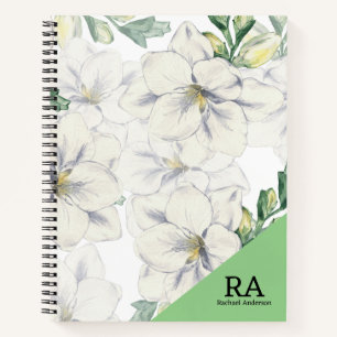 Monogrammed floral greenery Initials professional Notebook