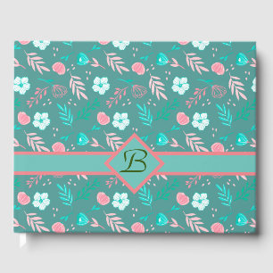 Monogrammed Floral Guest Book