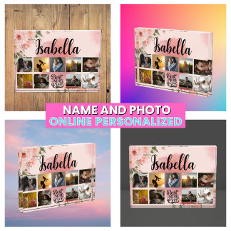 Monogrammed Floral Photo Collage For Mother's Block