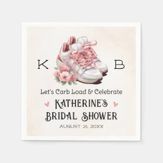 Monogrammed Floral Running Shoes Bridal Shower Napkin