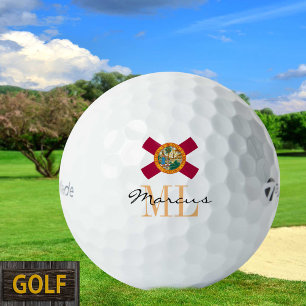 Monogrammed Florida Flag & Golfing Florida, USA Golf Balls