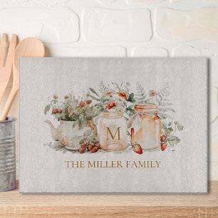 Monogrammed Forest Floral Botanical Family Name Cutting Board