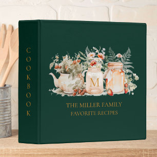 Monogrammed Forest Floral Botanical Family Recipe Binder