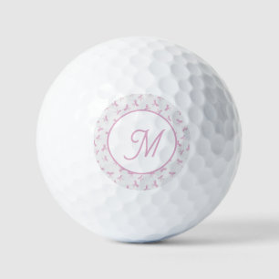 Monogrammed Frilly Coquette Pink watercolor Bow  Golf Balls