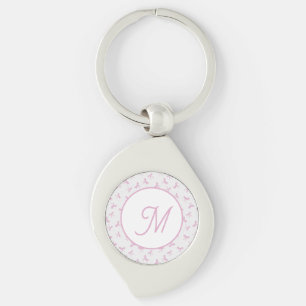 Monogrammed Frilly Coquette Pink watercolor Bow Keychain