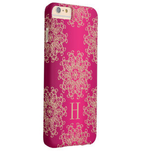 Monogrammed Fucshia and Gold Exotic Medallion Barely There iPhone 6 Plus Case
