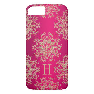 Monogrammed Fucshia and Gold Exotic Medallion Case-Mate iPhone Case
