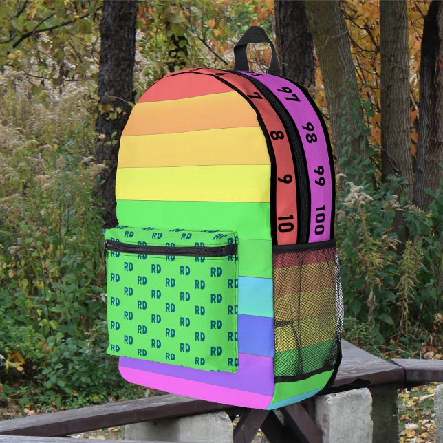 Monogrammed Fun, Bright Rainbow Stripes, Numbers Printed Backpack (The fun backpack for every place.
)