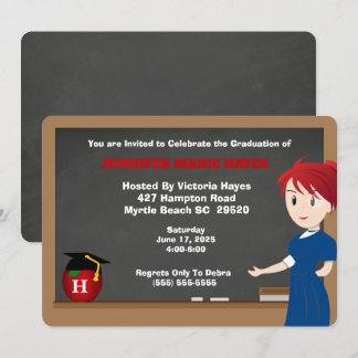 Monogrammed Fun Teacher Graduation Invitation