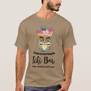 Monogrammed Funny Island Beach Tiki Bar T-Shirt
