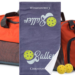 Monogrammed Funny Pickleball Player Sports Hand Towel