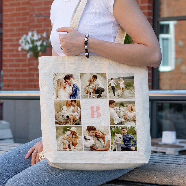 Monogrammed Gallery of 8 Personalized Photos Tote Bag (Creator Uploaded)