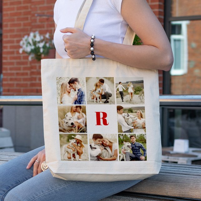 Monogrammed Gallery of 8 Personalized Photos Tote Bag (Creator Uploaded)