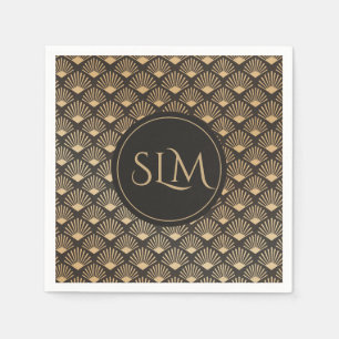 Monogrammed Gatsby Art Deco Fan Pattern Napkin