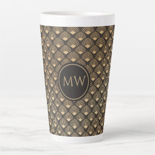 Monogrammed Gatsby Style Fan Pattern Home Office Latte Mug