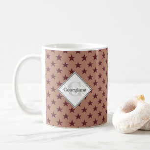 Monogrammed Geometric Cabernet Stars on Cork Coffee Mug