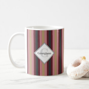 Monogrammed Geometric Colourful Vertical Stripes Coffee Mug