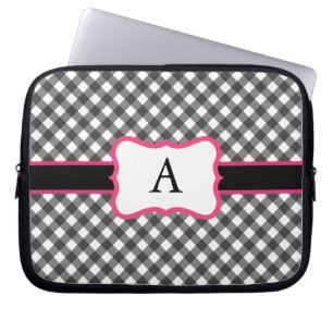 Monogrammed Gingham Laptop Case