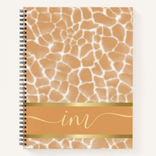Monogrammed Giraffe Skin Vintage Watercolor Notebook