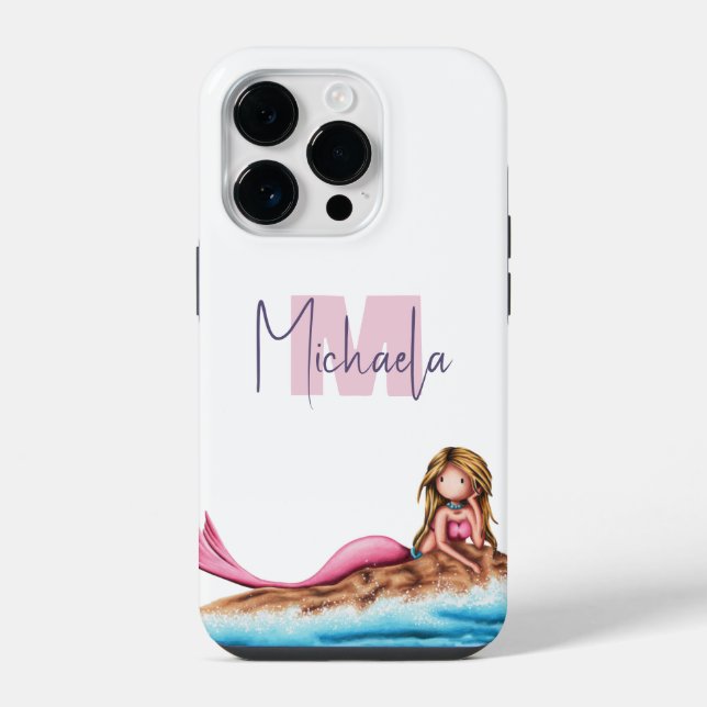 Monogrammed Girly Mermaid  iPhone Case (Back)