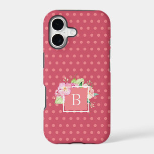 Monogrammed Girly Pink & Pink Coral Floral