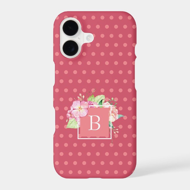Monogrammed Girly Pink & Pink Coral Floral (Back)