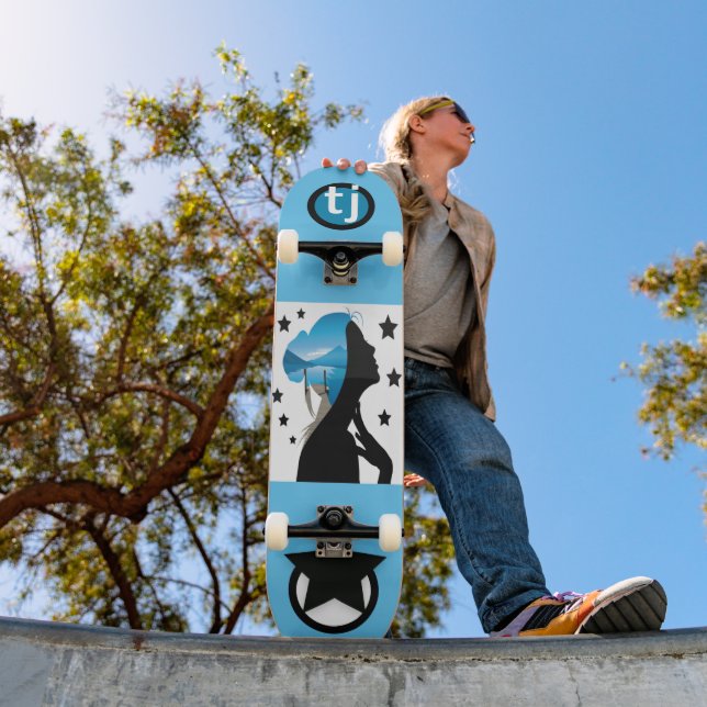 Monogrammed Girly Skateboard with Stars (Outdoor 1)