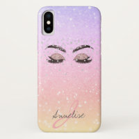 Monogrammed girly sparkle glitter iridescent glam