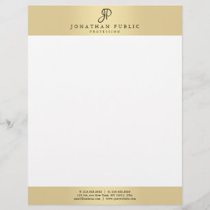 Monogrammed Glamour Gold Elegant Personalized Letterhead
