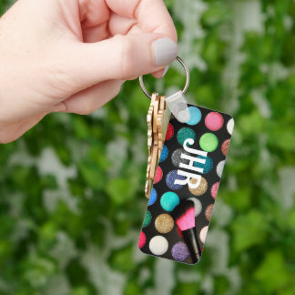 Monogrammed Glitter Makeup Keychain