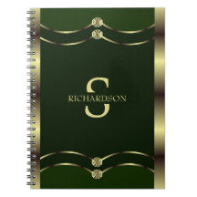 Monogrammed Gold And Emerald Geometric Design