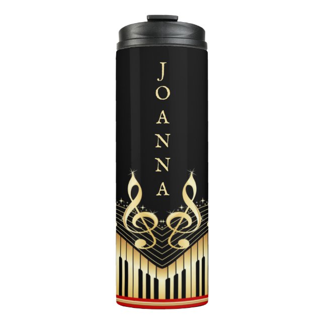 Monogrammed Gold & Black Keyboard Thermal Tumbler (Front)