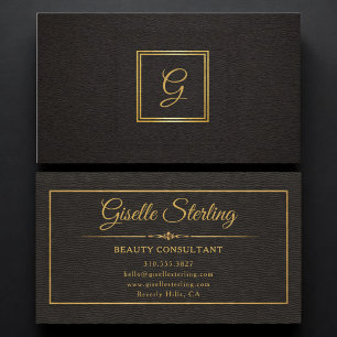Monogrammed Gold Black Professional Business Card