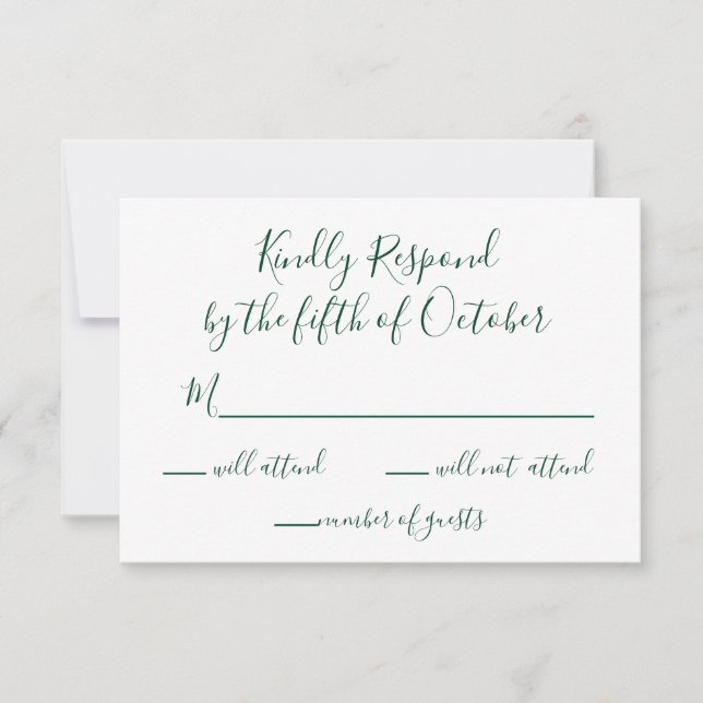 Monogrammed Gold Crest and Green Wedding rsvp (Front)
